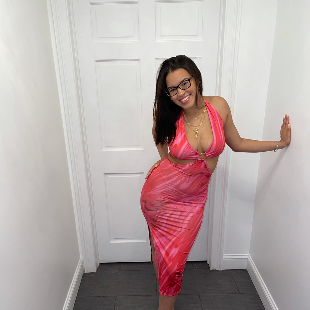 Hot Pink haltered dress